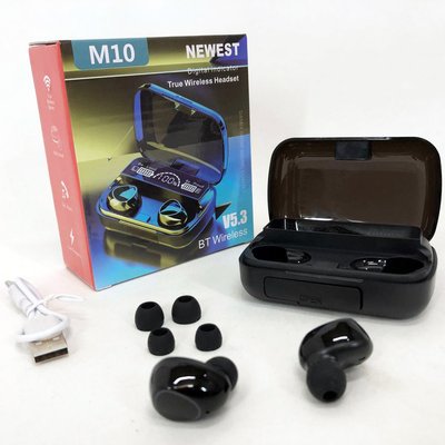 Бездротові навушники M10 з мікрофоном та док станцією-кейсом, бездротові bluetooth навушники-гарнітура ws64922 фото