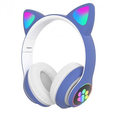 Беспроводные LED наушники с кошачьими ушками CAT STN-28. Цвет: синий ws44267-1 фото