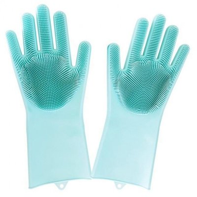 Силіконові рукавички Magic Silicone Gloves Pink для прибирання чистки миття посуду для будинку. Колір: бірюзовий ws22483-1 фото
